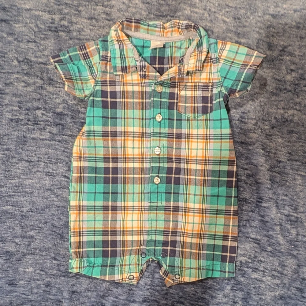 Carter's 6M Plaid Kids Romper Set